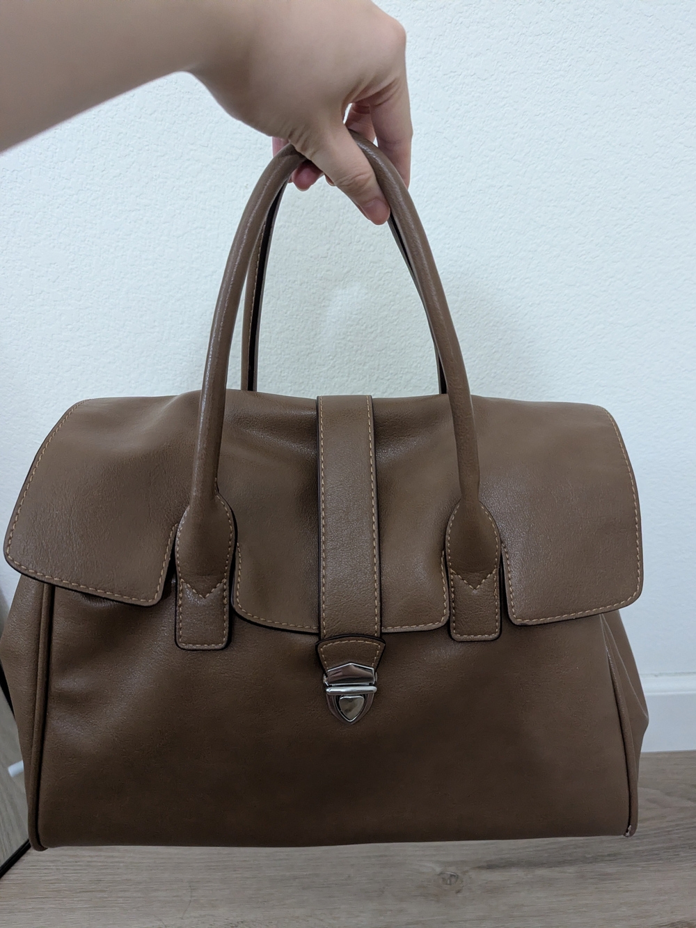 Preowned Brown Structured Work Tote Large Shoulder Bag